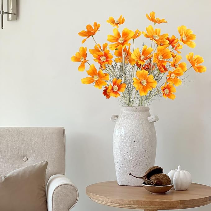 6PCS Cosmos Faux Flowers 24'' Orange Fake Flowers Artificial Daisies Silk - Image 7