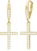 14K Gold Earring Cross Waterdrop Butterfly Heart Knot Earrings for Women Gold Silver Cross Leverback Drop Gold Silver Teardrop Hoop Dangle Earring White Gold Dangle Drop Earring