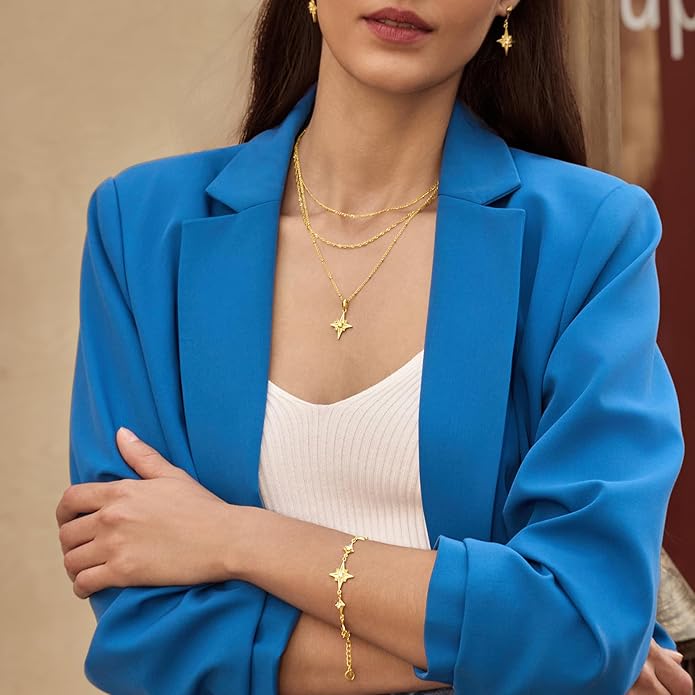 Cicy Bell Womens 18k Gold Plated White Shell Cubic Zirconia Square Cross Adjustable Chain Link Bracelets 6.69" with 2" Extender