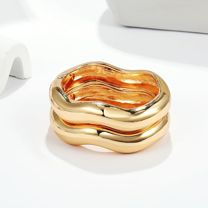 Elegance 11 designs Gold Bangles For Women Chunky Trendy Hinged Cuff Open Bracelet Wide Minimalist Bracelets Jewelry Gift