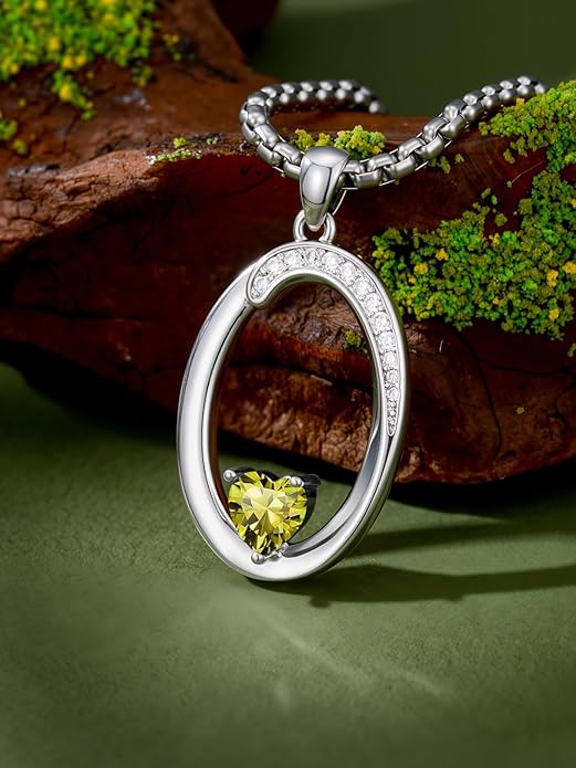 Valentines Day Gifts for Women Alphabet A to Z Initial Birthstone Pendant Necklaces for Women - 18k White Gold Plated Personalized Name Jewelry Valentine Mothers Day Birthday Gifts for Women Her Girlfriend