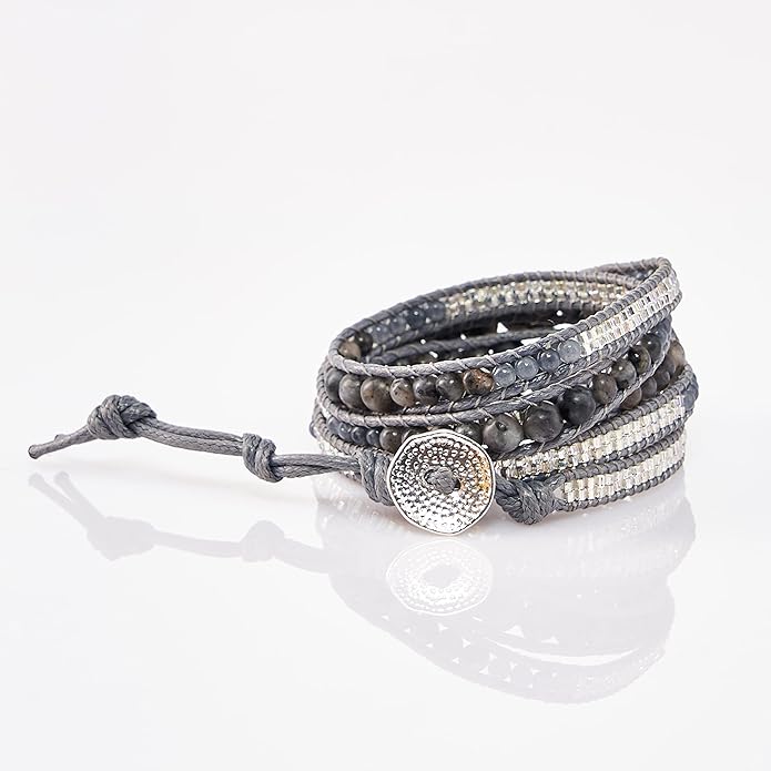 Bracelet for Women – Handmade Vegan Boho Natural Stone Layered Bracelet, Thailand Bohemian Stackable Beaded Wrap Bracelets, Summer Hippie Bracelet Stack, Fashion Jewelry Gifts