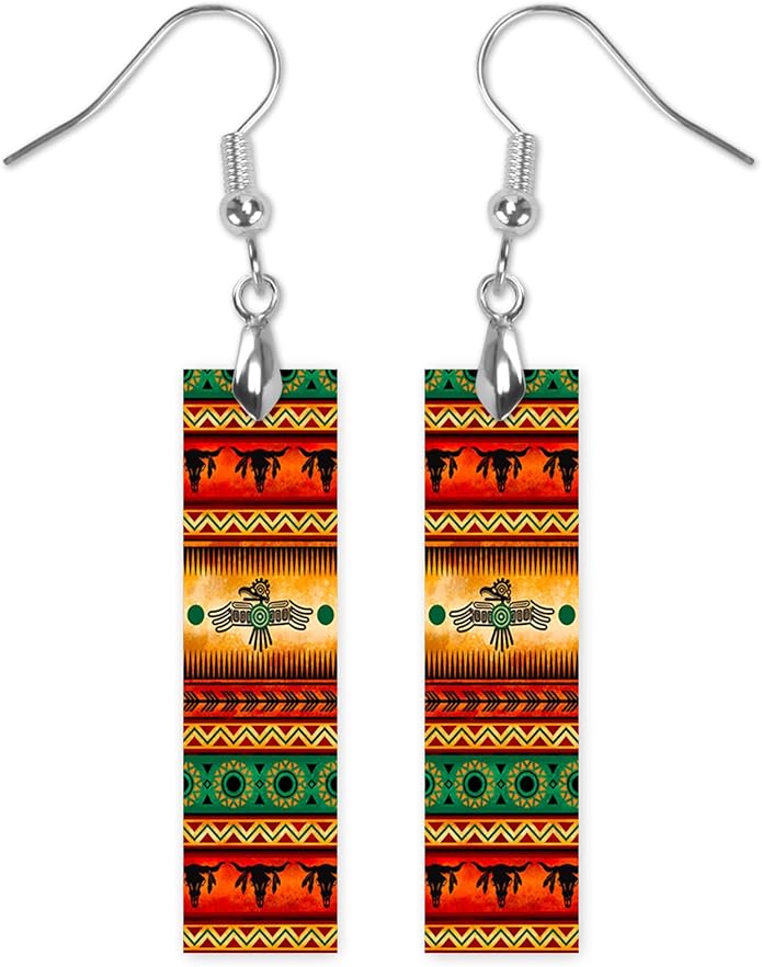 Earrings Handmade Bar Wood Earrings Light Weight Printed Image Dangle Earring Jewelry