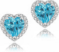 YOMELA Cubic Zirconia Earrings Studs, Halo CZ Birthstone Simulated Diamond Stud Earrings for Women