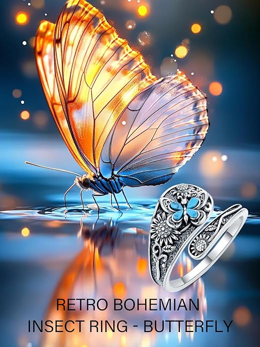 JKR Turquoise Spoon Rings for Women Sterling Silver Vintage Antique Thumb Ring Boho Jewelry Anniversary Birthday Gift for Wife Her Mom