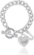 Juicy Couture Bracelet 7-7.5", Goldtone Heart Charm and Toggle Bracelets for Women, Juicy Jewelry