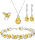 GZWHD Jewelry Set for Women CZ Earrings Necklace Ring Bracelet Set Prom Party Wedding Jewelry Gift for Mother Friend Wife