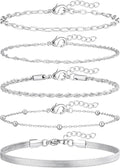 adoyi Valentines Day Gifts for Her Gold Bracelets for Women, 14K Gold Plated Stackable Bracelet Stack Set Adjustable Charm Paperclip Chain Cuban Link Layered Waterproof Jewelry Sets Gifts for Womens