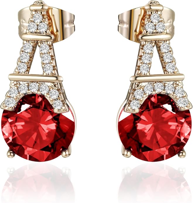 Alphabet Earring for Women, 18K Gold Plated Brass with Cubic Zirconia.