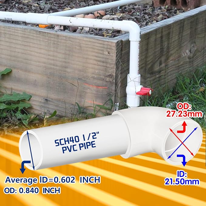 Pack of 10 1/2inch PVC 90 Degree Elbow, 2 Way Right Angle Adapter Fittings - Image 2