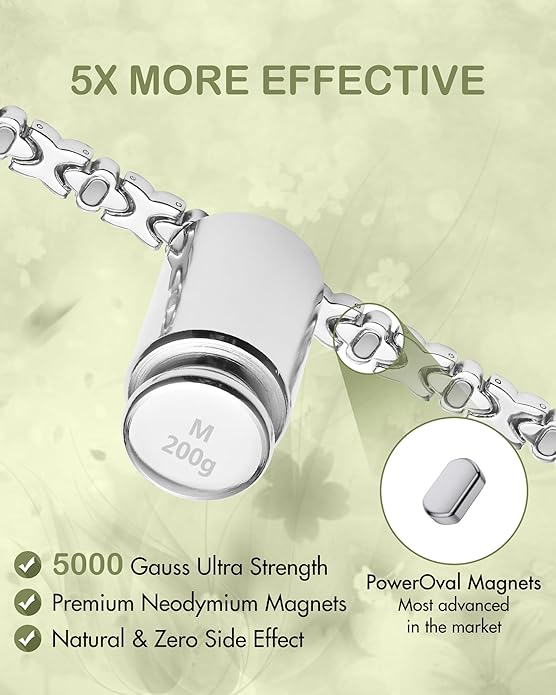 Feraco Pure Copper Bracelets for Women, 5X Ultra Strength Magnetic Bracelet with 5000 Gauss Neodymium Magnets & Upgraded Butterfly Clasp, Adjustable Jewelry Gift