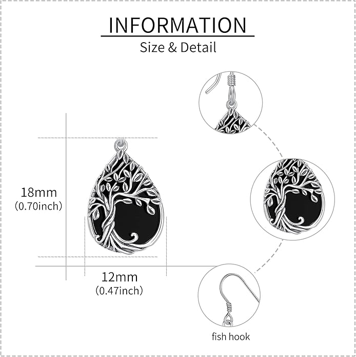 Tree of Life Earrings Sterling Silver Celtic Tree of Life Abalone Shell Dangle Drop Earrings for Women Jewelry