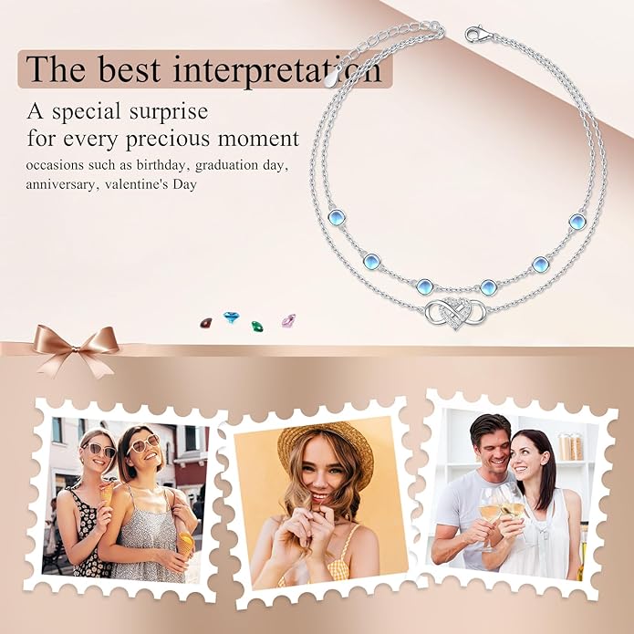 S925 Sterling Silver Ankle Bracelets Anchor/infinity/Starfish Anklet for Women Blue Opal Moonstone Anklet Foot Chain Beach Anklets Jewelry