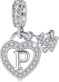 Letter Charms for Charms Bracelet: Silver Heart Alphabet Initial Dangle Charms Bead for Bracelets and Necklaces, Birthday Mother's Day Christmas Jewelry Gifts For Women