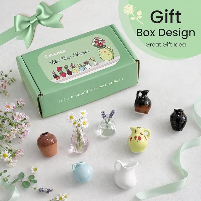 Cute Mini Ceramic Vase Magnets for Fridge, Funny Small Plant Magnets, Tiny 3D - Image 6