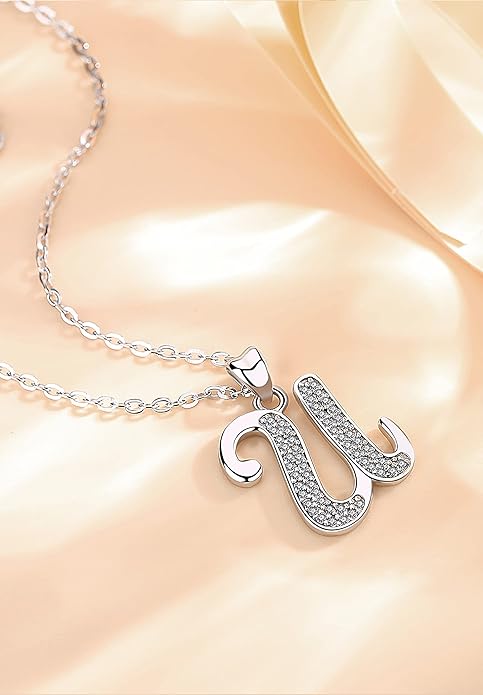 AEONSLOVE 925 Sterling Silver Initial Necklaces for Women, 26 Letters Pendants Necklace Gift for Mother, Daughter, Wife, 18 Inch Chain