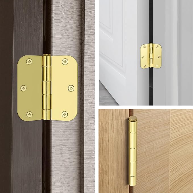 KNOBWELL 3.5 Inch Polished Gold Door Hinges, Brass Door Hinges, 18 Pack | 3.5" - Image 8