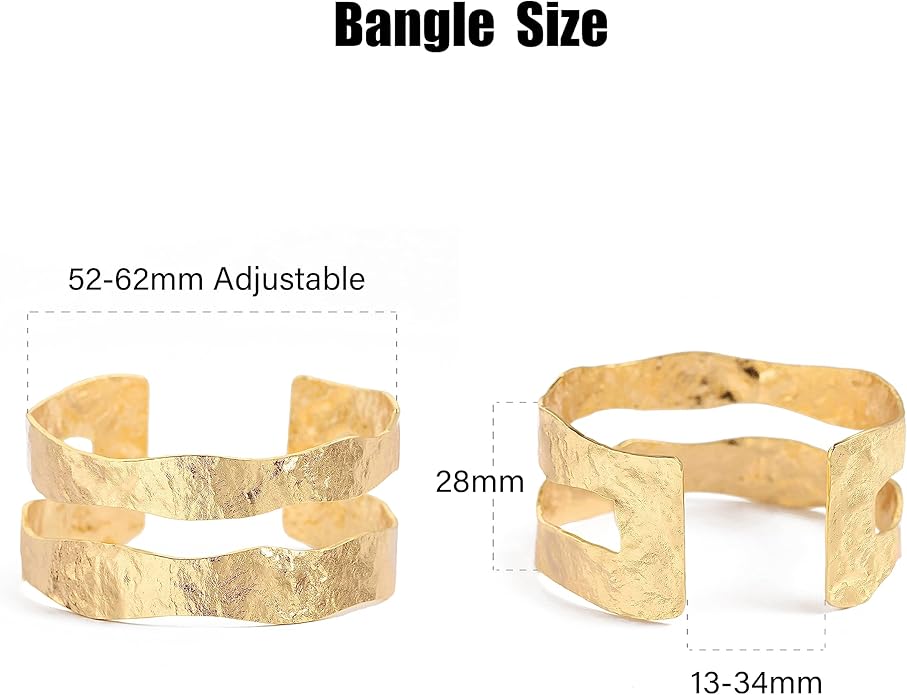 POTESSA 18K Gold Plated Cuff Bracelets Adjustable Dainty Bangle Handemade Jewelry for Women