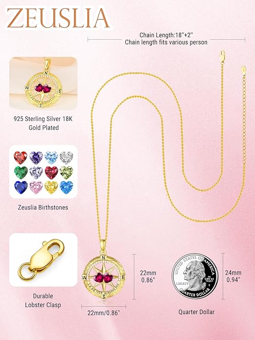Valentine's Day Gifts for Wife 925 Sterling Silver Double Birthstone Pendant Necklaces I Love You for Always and Forever Necklace Anniversary Birthday Gifts for Wife Girlfriend Mom Her