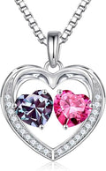 Iefil Valentines Day Gifts for Her - 925 Sterling Silver Heart Birthstone Necklace, Anniversary Birthday Gifts for Women Wife Girlfriend Mom Her