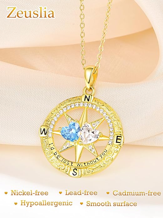 Valentine's Day Gifts for Wife 925 Sterling Silver Double Birthstone Pendant Necklaces I Love You for Always and Forever Necklace Anniversary Birthday Gifts for Wife Girlfriend Mom Her