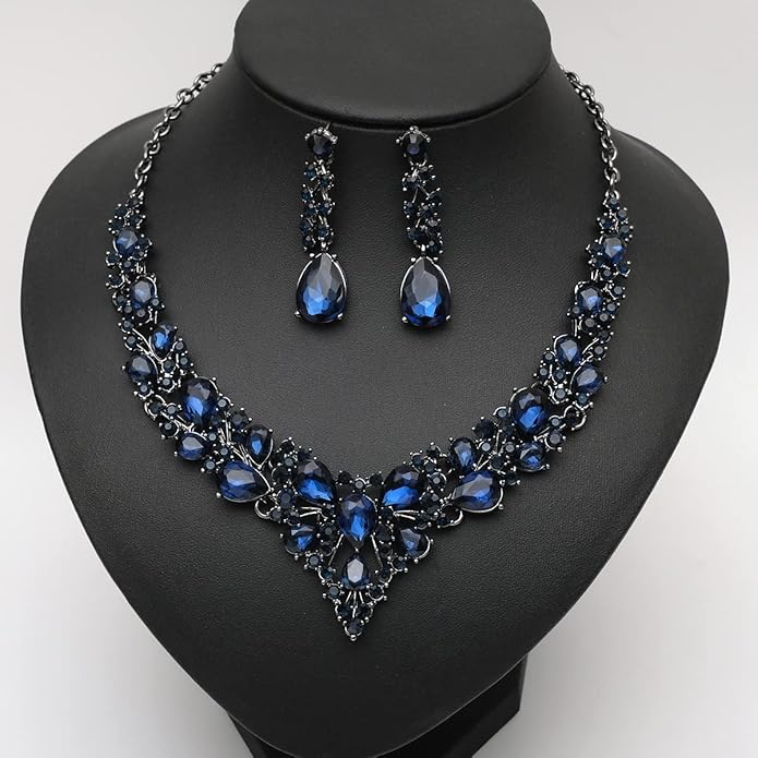 CSY 4 Pcs/Set Austrian Crystal Necklace Earrings Bracelet Ring Bridal Jewelry Sets for Brides Wedding Party Costume Accessories Gifts for Women
