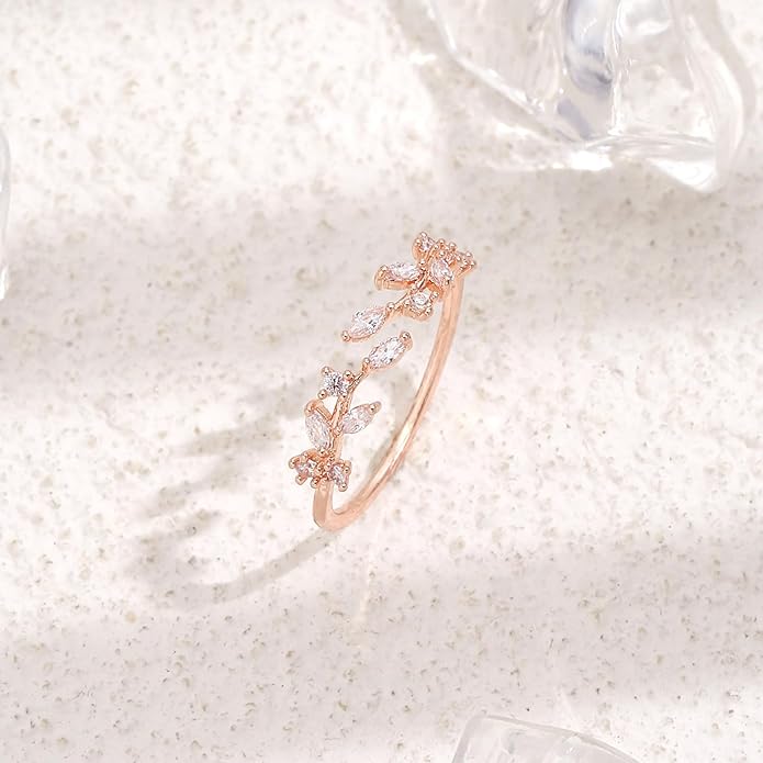 Sora Tuki Rings for Women Adjustable Leaf Ring Dainty Stackable Rings for Women Unique Purple Blue Red Green Ring for Women Trendy Jewelry