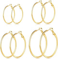 4/6 Pairs Gold Silver Hoop Earrings for Women 14K Gold Plated Hypoallergenic 2mm Thin Hoops Stainless Steel Lightweight Dangle Set 30/40/50/60mm