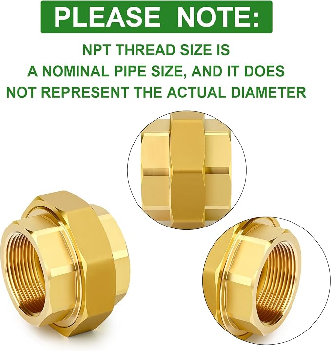1PCS Brass Union，1-1/4" NPT Female x 1-1/4" NPT Female Brass Pipe Fitting - Image 3