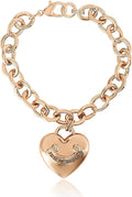 Juicy Couture Bracelet 7-7.5", Goldtone Heart Charm and Toggle Bracelets for Women, Juicy Jewelry