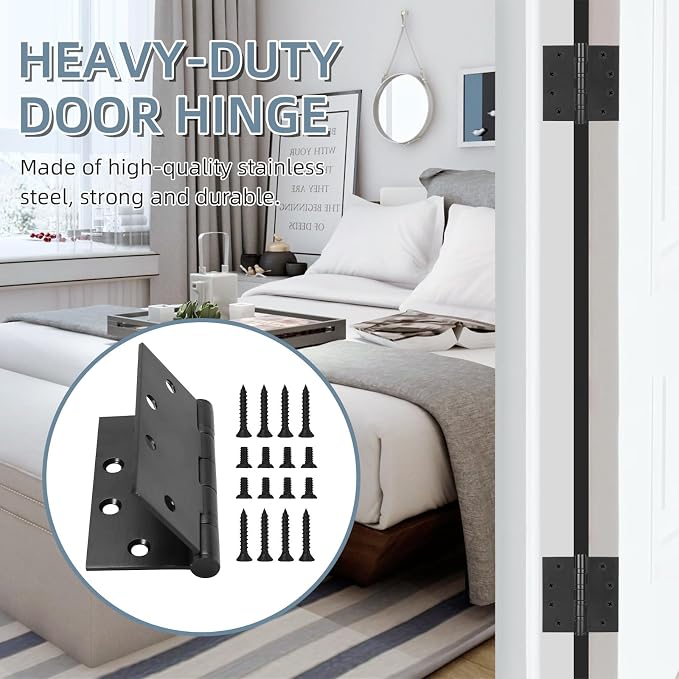 4.5" Heavy Duty Stainless Steel Door Hinge, 6 Pack 4.5 x 4.5 Inch Ball Bearing - Image 2