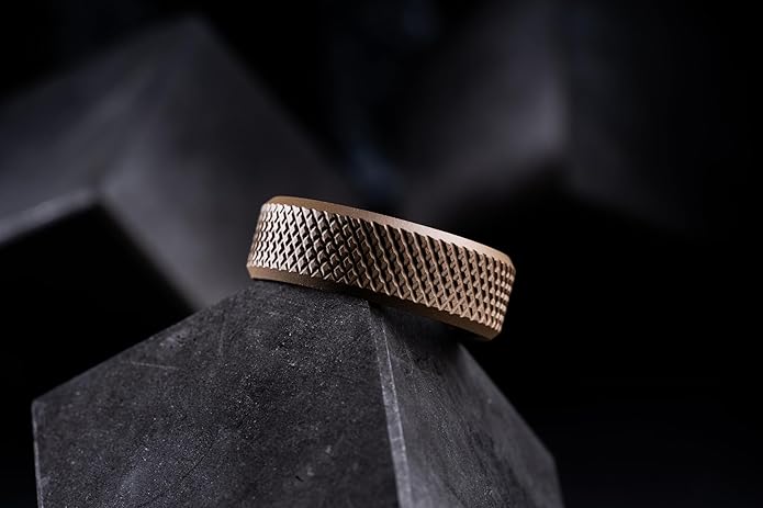 100S JEWELRY Knurl Tungsten Rings with Knurling Diamond Pattern Men Wedding Band 8mm wide Hypoallergenic Size 6-16