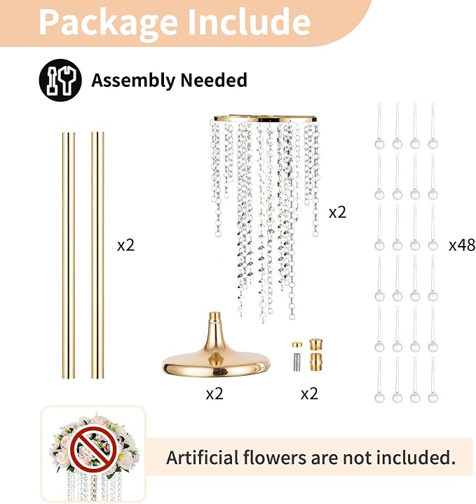 NUPTIO Tall Gold Centerpiece for Table, for Flowers Arrangement, Anniversary - Image 4