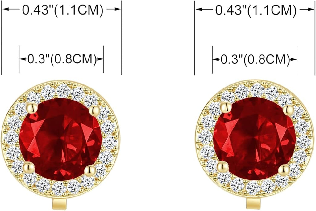 YOQUCOL 8MM Cubic Zirconia Crystal Clip On Stud Earrings Round Non Pierced Earrings for Women