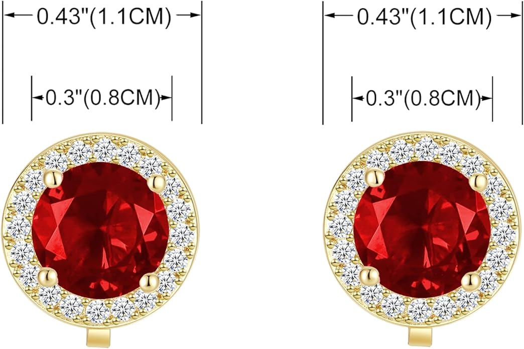 YOQUCOL 8MM Cubic Zirconia Crystal Clip On Stud Earrings Round Non Pierced Earrings for Women