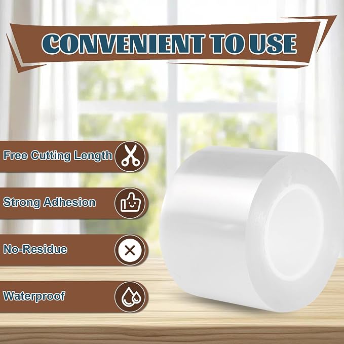 Window Sealing Tape 2 Inch x 66 FT Transparent Weather Stripping Residue-Free - Image 5
