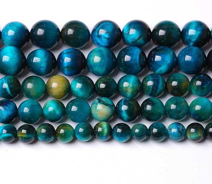 8mm Natural Blue Tiger Eye Stone Beads Round Loose Beads for Jewelry Making DIY Bracelet Necklace Accessories 15" 45pcs (Blue Tiger, 8mm)