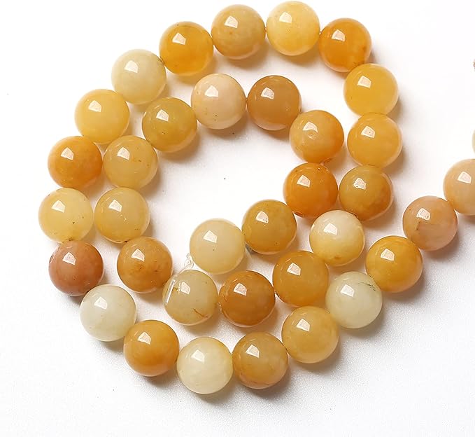 120PCS 6mm 45pcs Natural Yellow Aventurine Jade Beads Round Loose Beads Energy Crystal Healing Power Gemstone for Jewelry Making DIY Bracelet 32" 2 Strands
