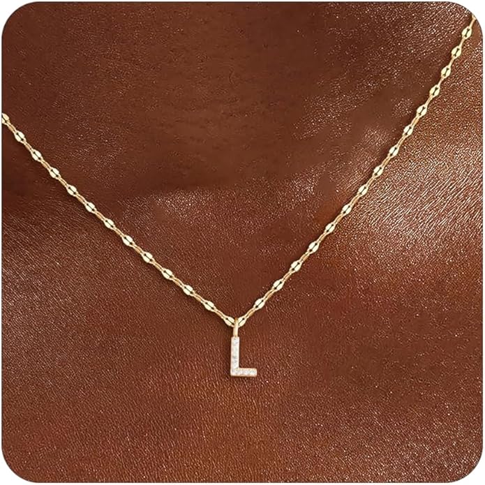 Initial Necklaces for Women,14K Gold Plated Necklaces, A-Z Letter Pendant Charm Necklace Trendy Dainty Hypoallergenic CZ Custom Personalized Name Necklace Gold Jewelry Birthday Christmas Gift for Her