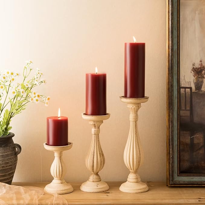 MOZEAL 3" x 6" Hand-Poured Unscented Candle, Dripless Pillar Candle Set of 3 - Image 6