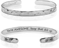 Carviell Engraved Cuff Bracelets for Women – Inspirational, Friendship, Love, Mom, Daughter, Sister, Christian, Graduation, Memorial & Wedding Gifts – 80+ Phrases – Stainless Steel, Gift-Ready