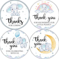 80 Pieces Cute Elephant Thank You Stickers, Baby Shower Birthday Party Decorate Watercolor Elephant Themed Party Gift Wrap Bag Label Decorations, 4 Design Stickers
