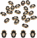 MECCANIXITY 20 Pcs Hand Evil Eye Beads Colorful Flat Loose Spacer Evil Eye Charms for DIY Bracelet Earrings Necklace Crafts Jewelry Making, Black