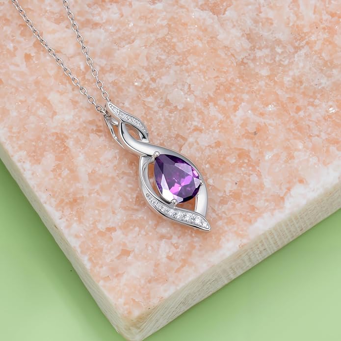 Birthstone Necklace for Women 925 Sterling Silver Infinity Love Jewelry Valentines Day Birthday Gifts for Her Mom Wife Girlfriend