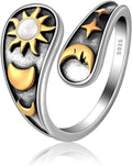 Spoon Rings for Women 925 Sterling Silver Sunflower Adjustable Thumb Spoon Rings Celtic Knot Promise Engagement Statement Boho Vintage Finger Open Antique Rings Jewelry