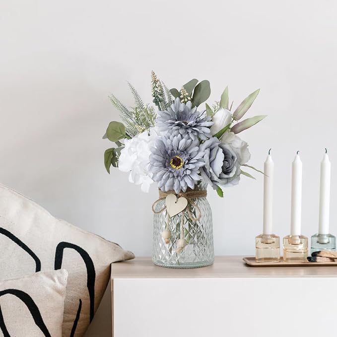 Fake Flowers in Vase with a Flower Arrangement, Silk Artificial Flowers in Vase - Image 7