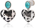 Wrangler Western Heart Drop Dangle Earrings for Women Statement 14k Gold Turquoise Cow Print Cowgirl Trendy Jewelry