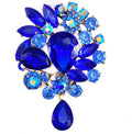 LAXPICOL Vintage Wedding Bridal Big Blue Crystal Rhinestone Tear drop Brooch Pin for Women