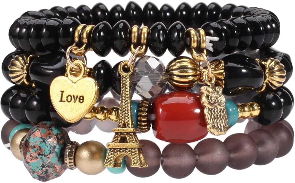 Bracelets Bohe Multilayer Chain Tassel Stackable Charm Stretch Statement Bracelet Set