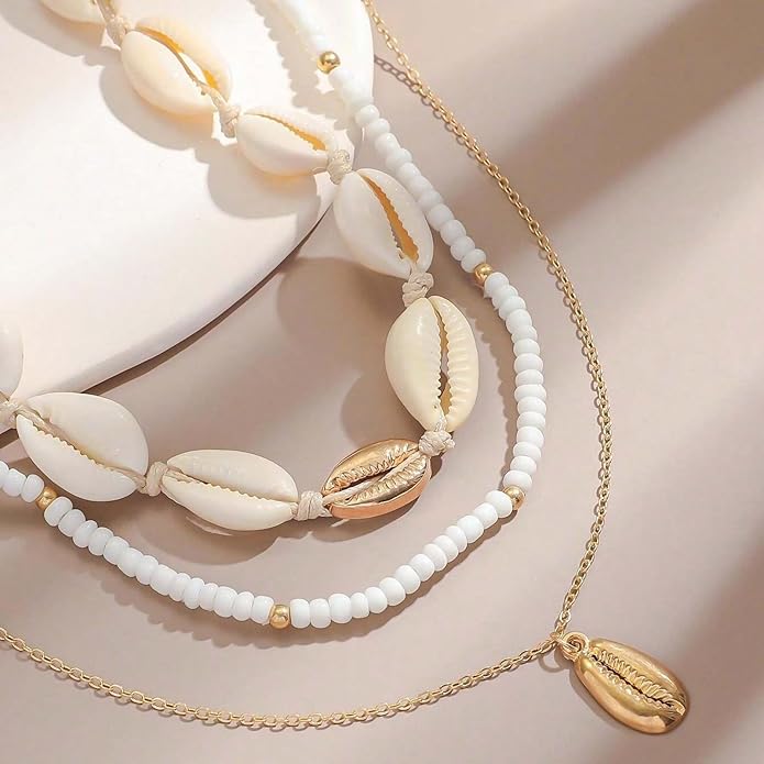 Nackiy Handmade Sea Shell Necklace for Women Summer Adjustable Natural Shell Collar Necklace
